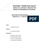 Selección de proveedores en base a criterios claves