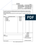 Tax Invoice for Automotive Parts