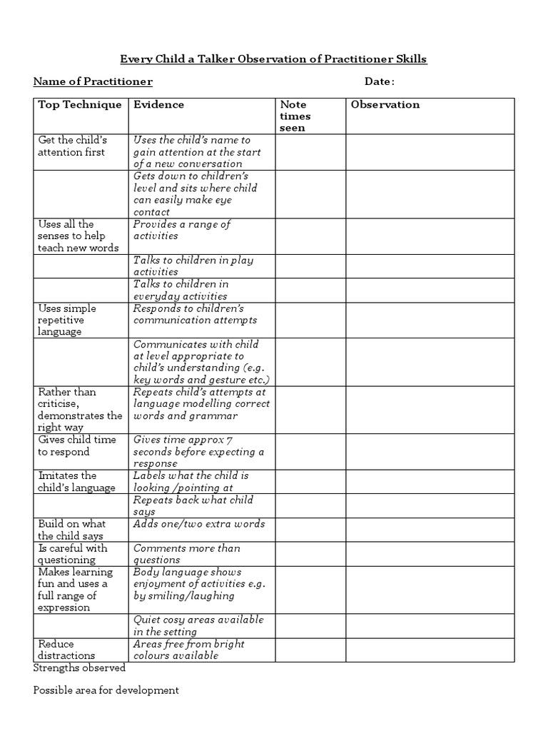 ECaT Practitioner Skills Observation | PDF