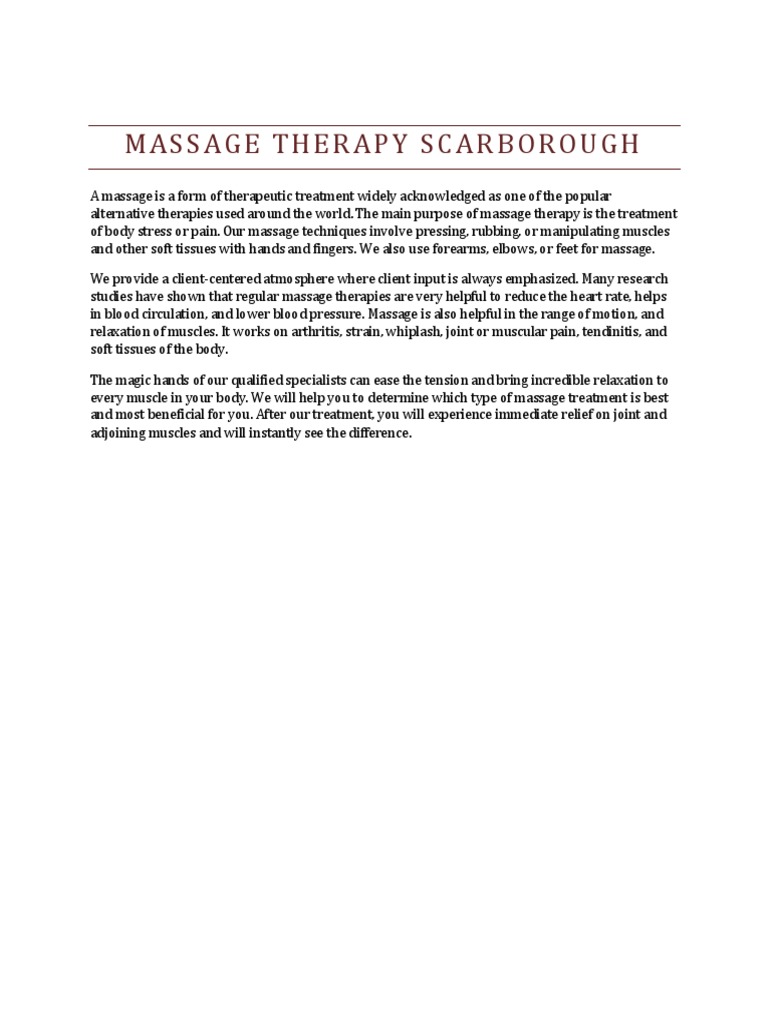 Massage Therapy Scarborough PDF