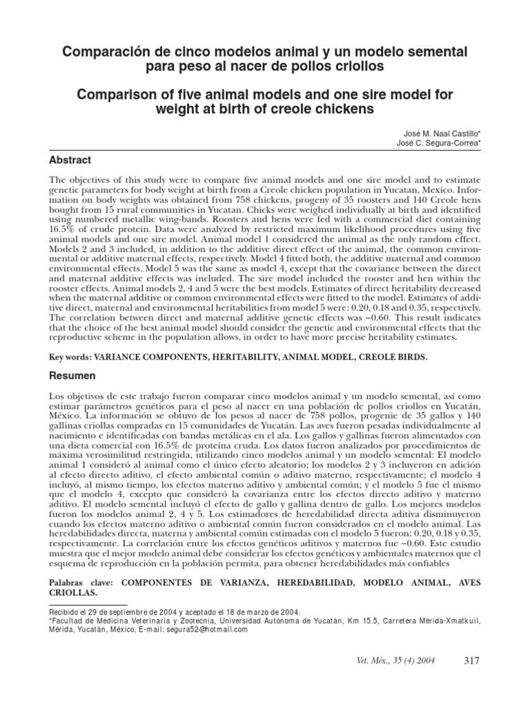 Models Animal PDF Heritability Teaching Mathematics