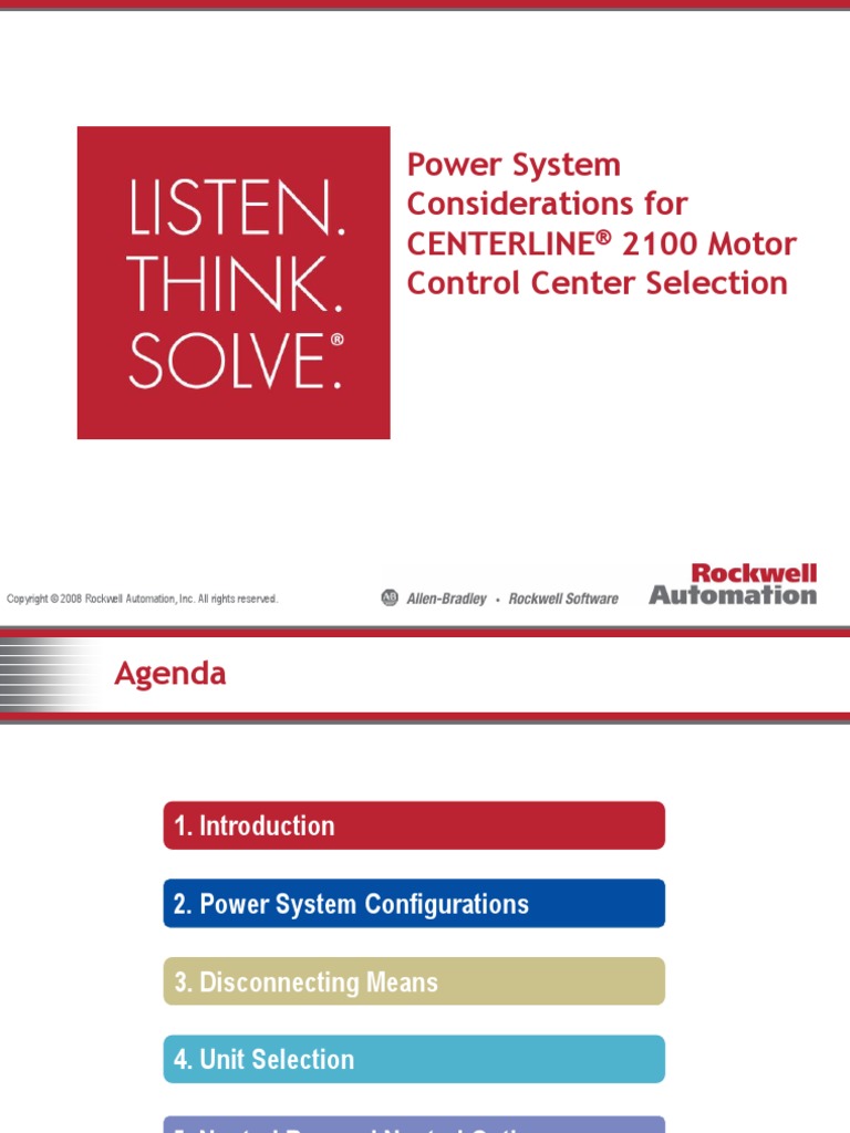 Power System Considerations For Centerline 2100 Motor Control Center