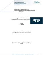 Unidad 1. Tecnología de La Información y Administración