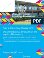 Guidelines For Csec: Office Administration School Based Assessment