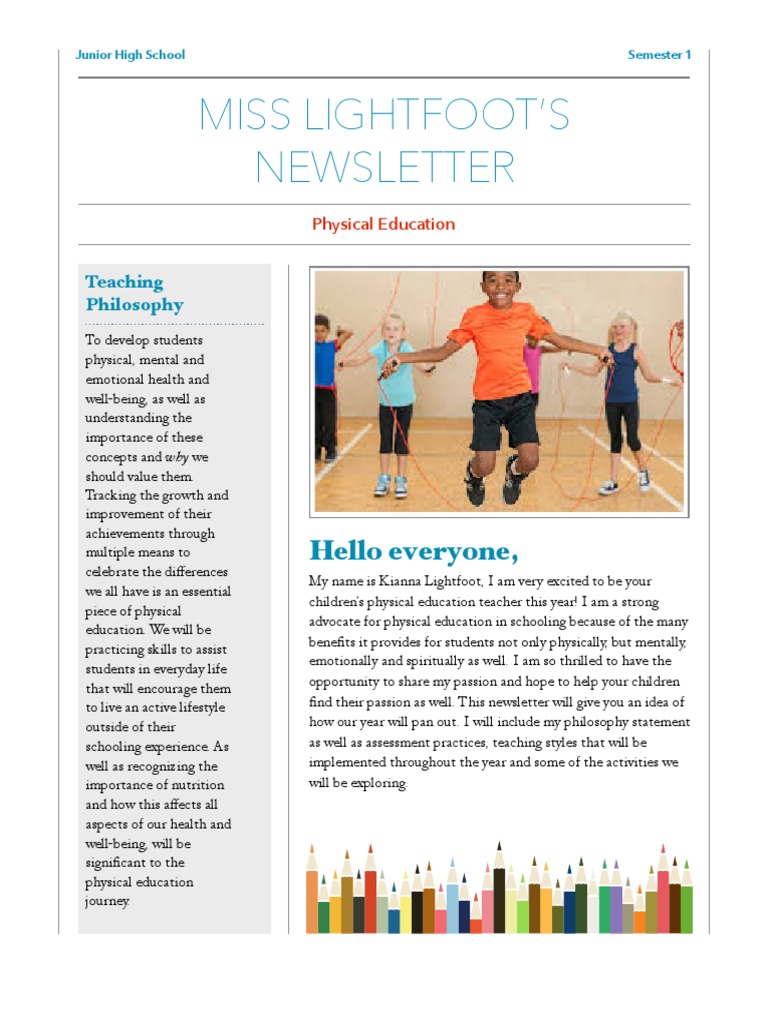 Newsletter Assignment | PDF | Physical Education | Learning