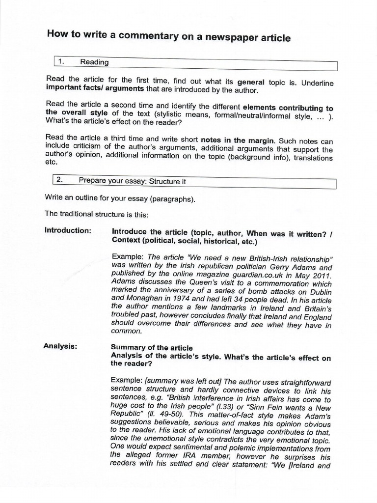 How To Write A Comment On A Newspaper Article PDF  PDF