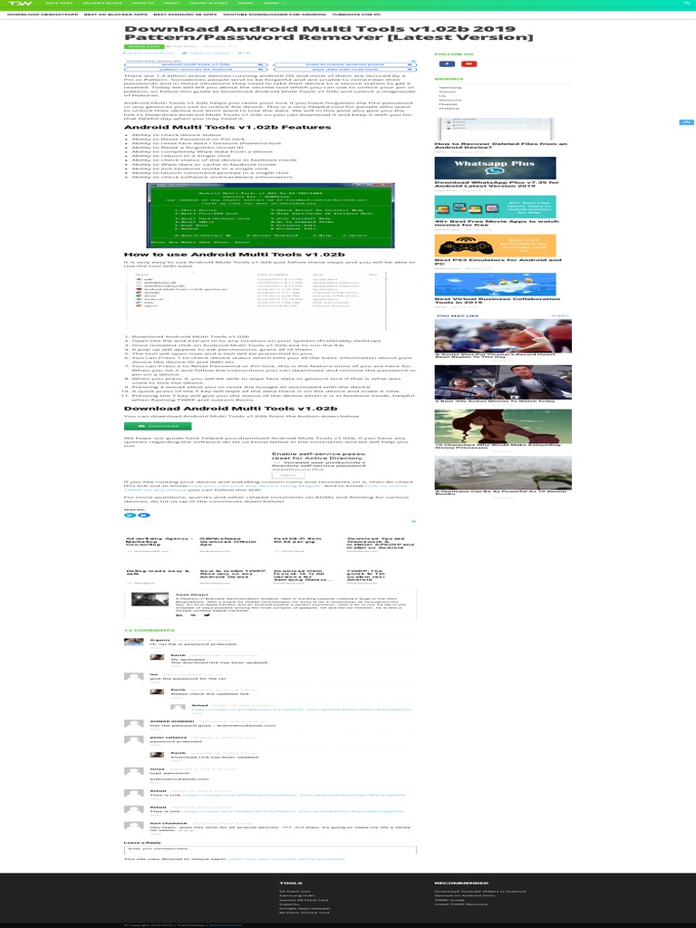 How To Install Android Multi Tools v1.02b 2019 Pattern Password Remover (Latest Version) PDF