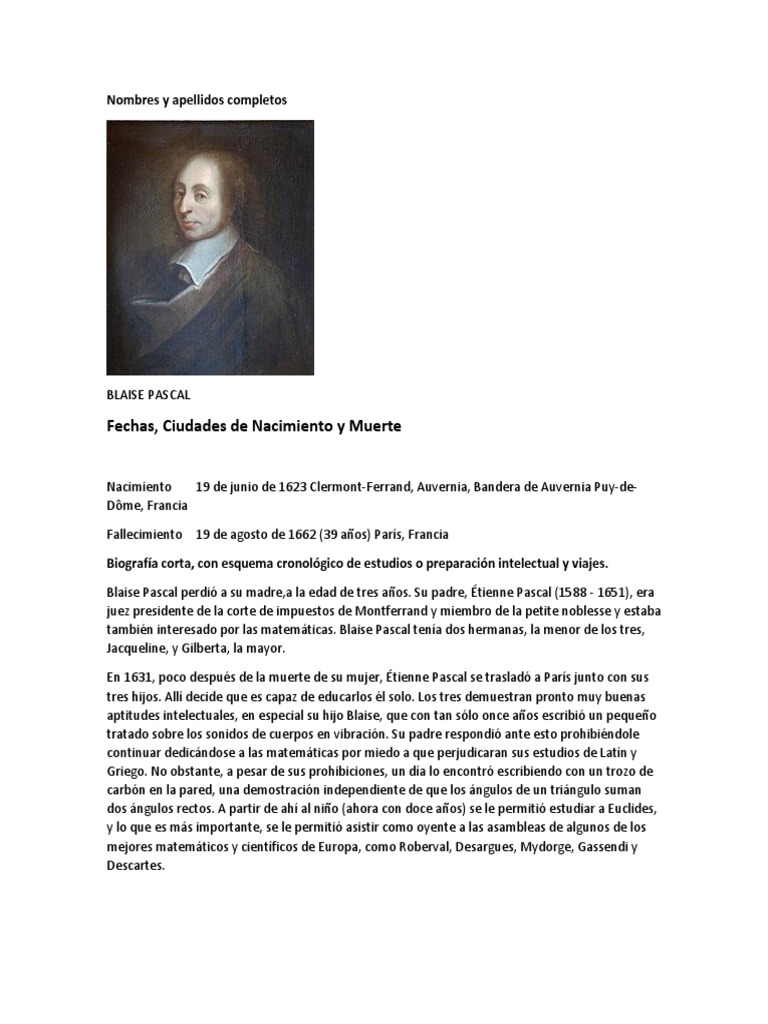 Blaise Pascal Historia De Las Matematicas Vacio Presion Atmosferica