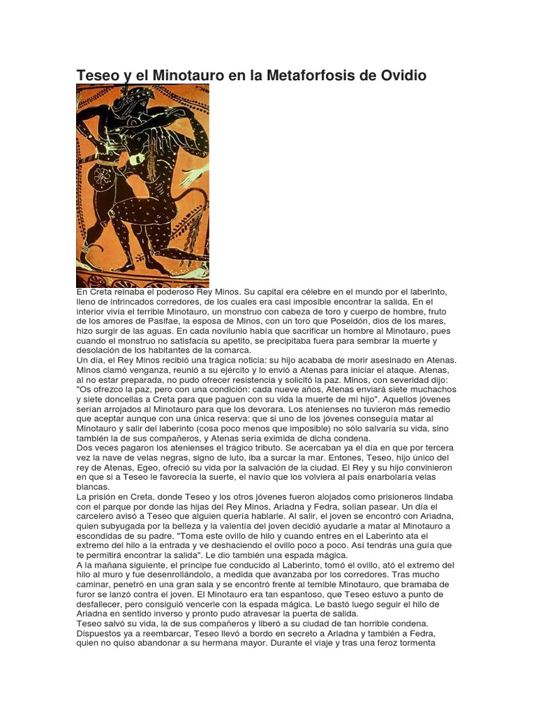 Teseo y el Minotauro: Mito y Aventura | PDF | Minotauro | Teseo