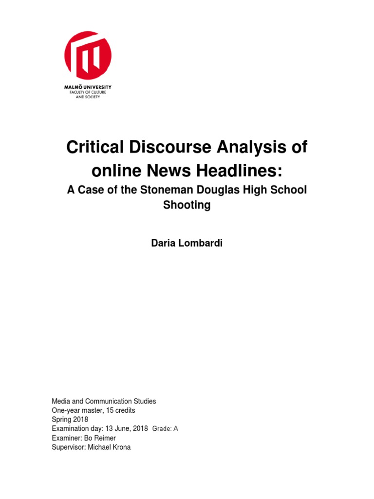 Critical Discourse Analysis | PDF | News | Identity (Social Science)