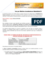 Proceso Admisión Méritos Académicos FCS UC 2019