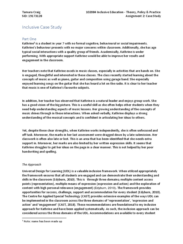 Inclusive Education Case Study: UDL Approach | PDF | Inclusion ...