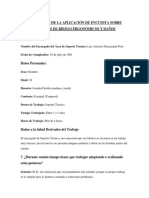 Resultados de La Aplicación de Encuesta Sobre Factores de Riesgo Ergonómicos y Daños