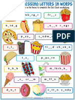 Fast Food Vocabulary Esl Missing Letters in Words Worksheet For Kids PDF