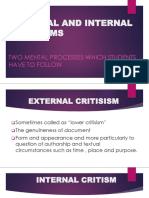 External and Internal Critisisms