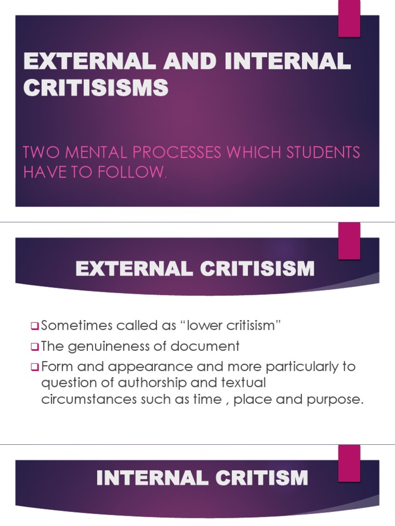 Understanding External and Internal Criticism | PDF | Philosophy