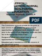 Lesson 1: Introduction, Formal and Non-Formal Education: Reporter: Fernando, Daniella P