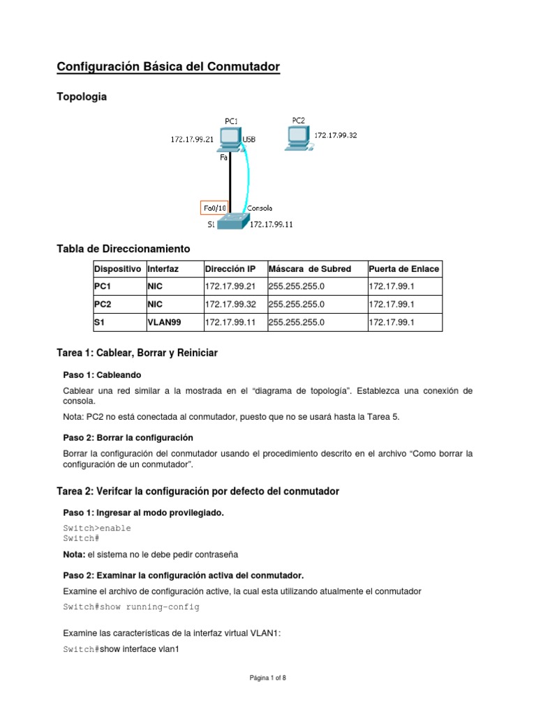 Configuración Inicial de un Conmutador | PDF | Conmutador de red ...