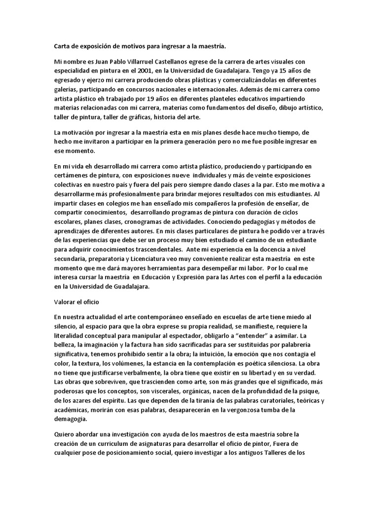01.Carta de Exposición de Motivos Para Ingresar a La Maestría
