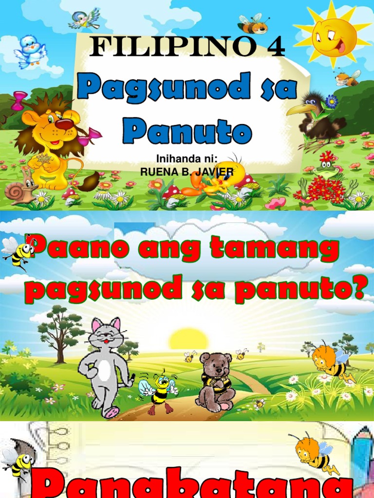 COT - PPT - FILIPINO 4 - Pagsunod Sa Panuto by Teacher RUENA B. JAVIER ...
