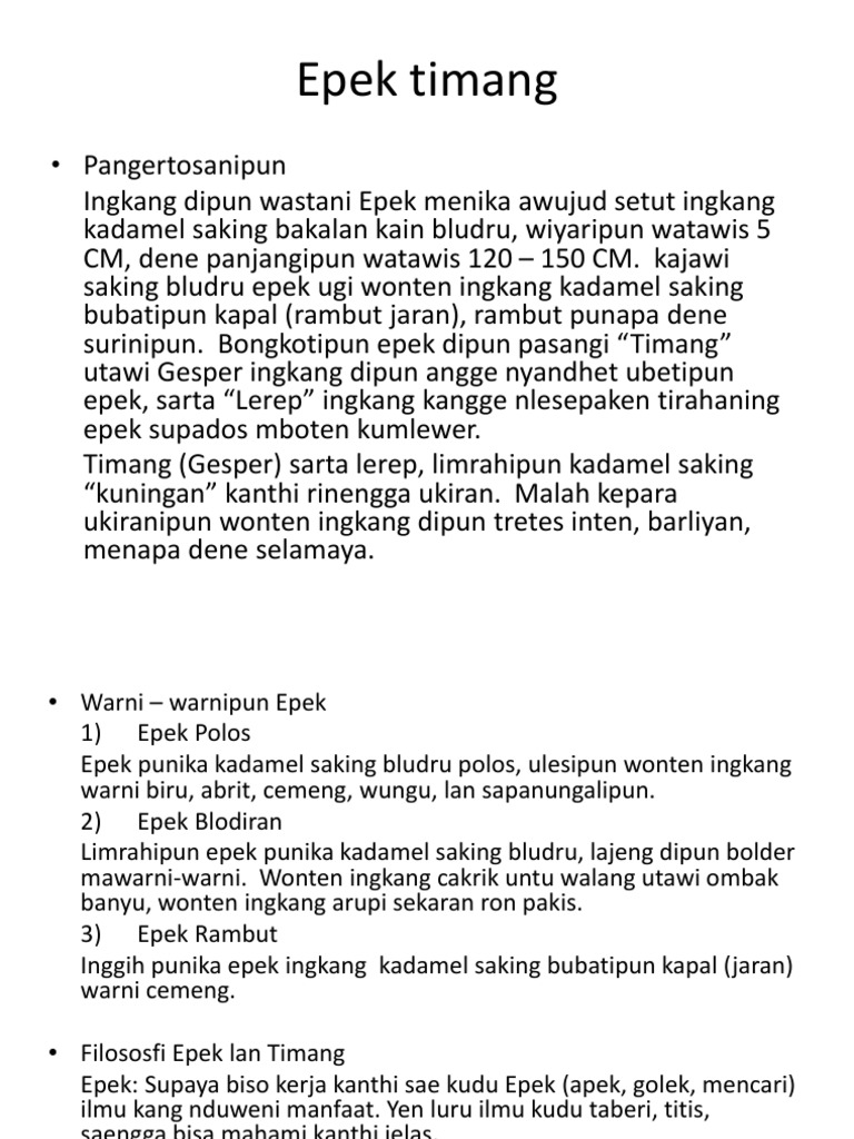 Epek Timang | PDF