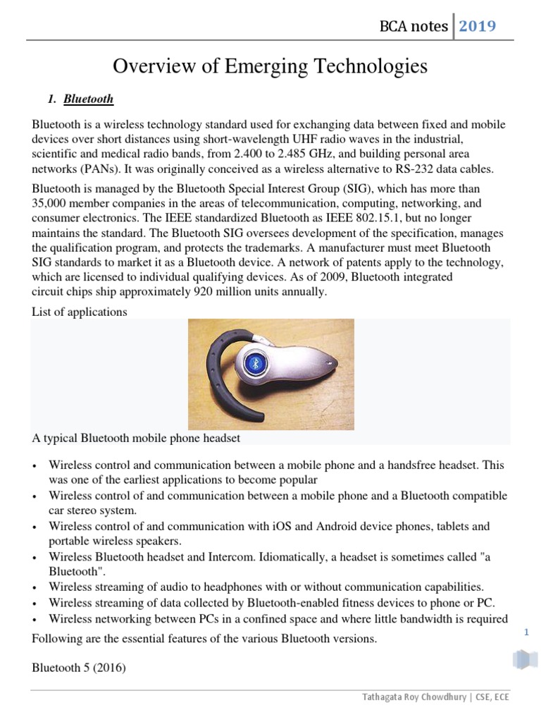 Overview of Emerging Technolgies | PDF | Bluetooth | Embedded System