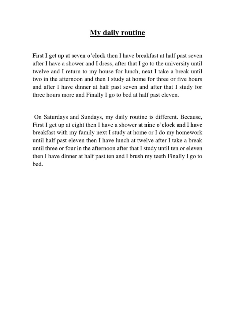 My Daily Routine | PDF | Wellness | Lifestyle