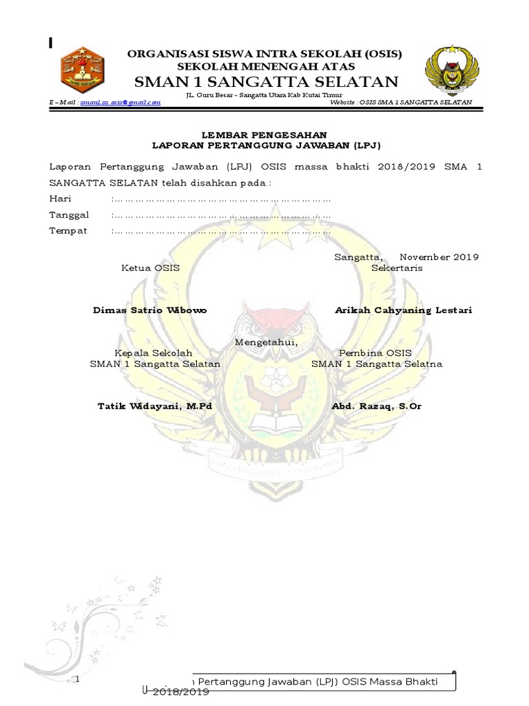 Lpj Osis Sman 1 Sang Sel 2019
