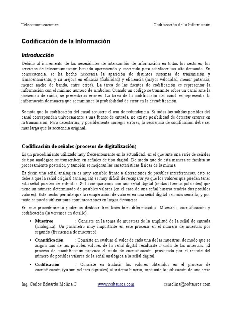 09 Codificacion de La Info | PDF | Ascii | Señal analoga