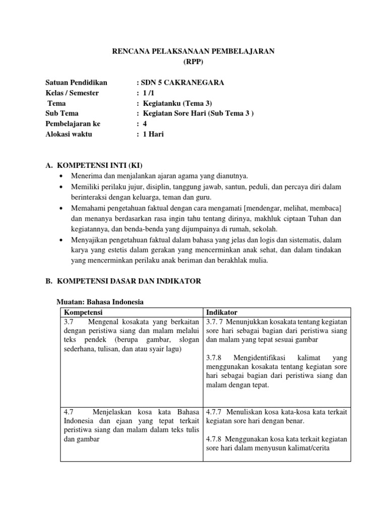 RPP PLP Kls 1 | PDF | Karier & Perkembangan
