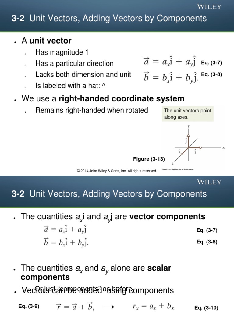 3-2 Unit Vectors, Adding Vectors by Components | PDF | Euclidean Vector ...