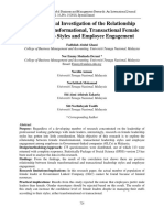 An Empirical Investigation of The Relationship Between Transformational, Transactional Female Leadership Styles and Employee Engagement
