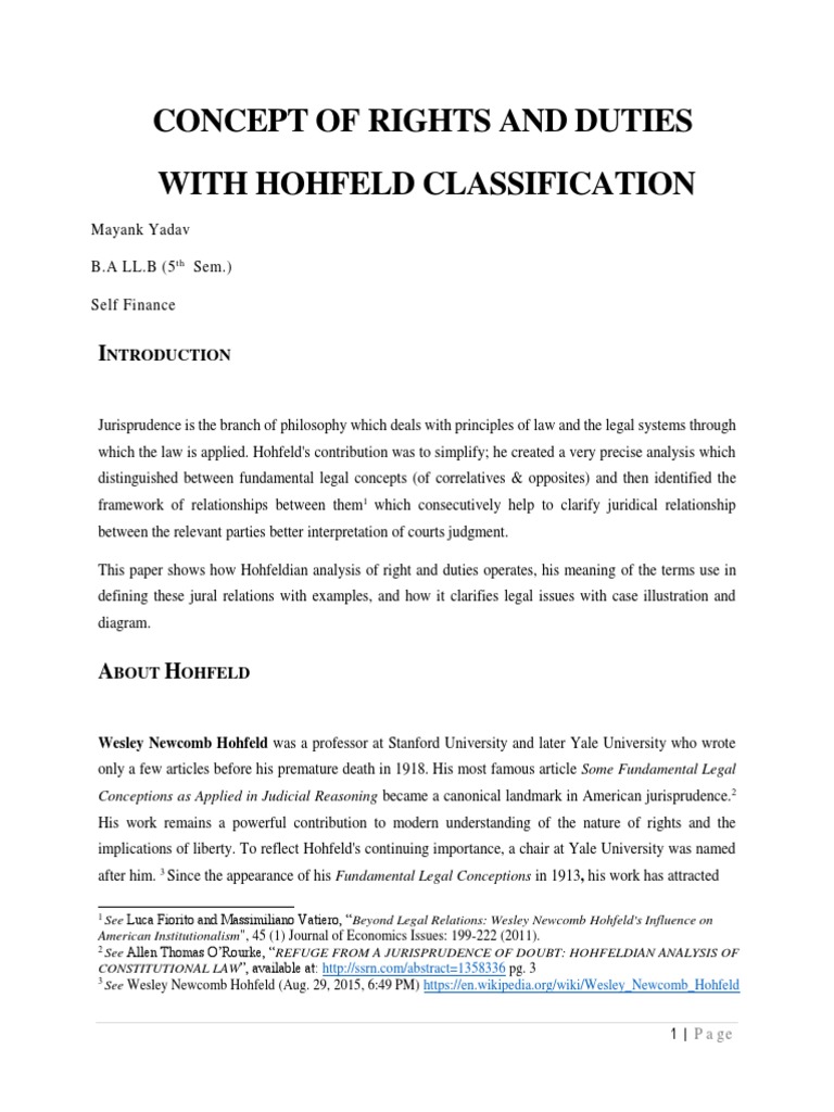 Hohfeld's Rights and Duties Explained | PDF | Justice | Crime & Violence