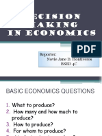 Decision Making in Economics: Reporter: Novie Jane D. Hontiveros Bsed 4C
