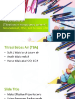 Titrasi Bebas Air (Titration in Nonaqueos Solvent) : Nina Salamah, MSC., Apt Farmasi Uad
