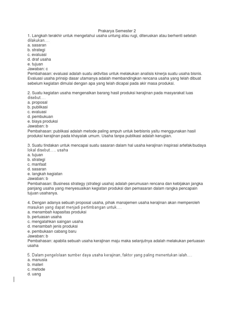 Prakarya Semester 2 Pdf