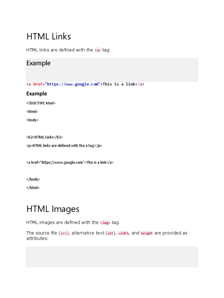 HTML Links: Example | PDF | Html Element | Html