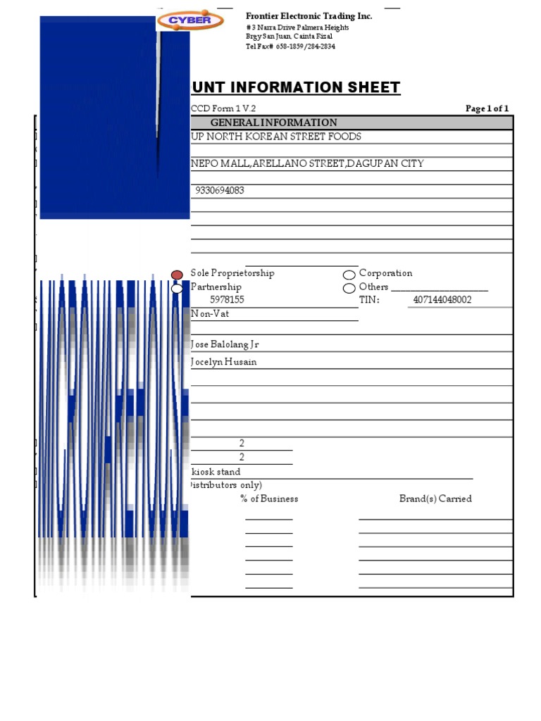 Account Information Sheet | PDF | Business | Economies