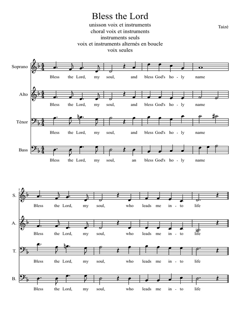 Bless The Lord - Taize | PDF | Classical Music | Classical Compositions