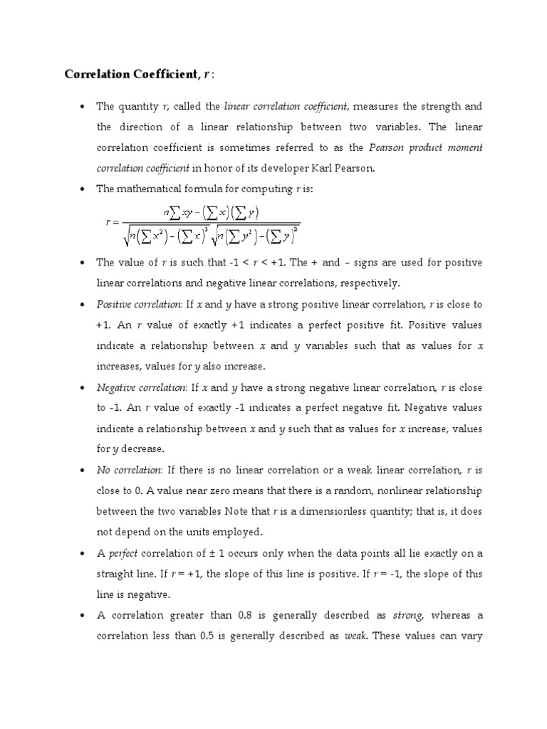 Correlation Coefficient, R | PDF | Correlation And Dependence ...