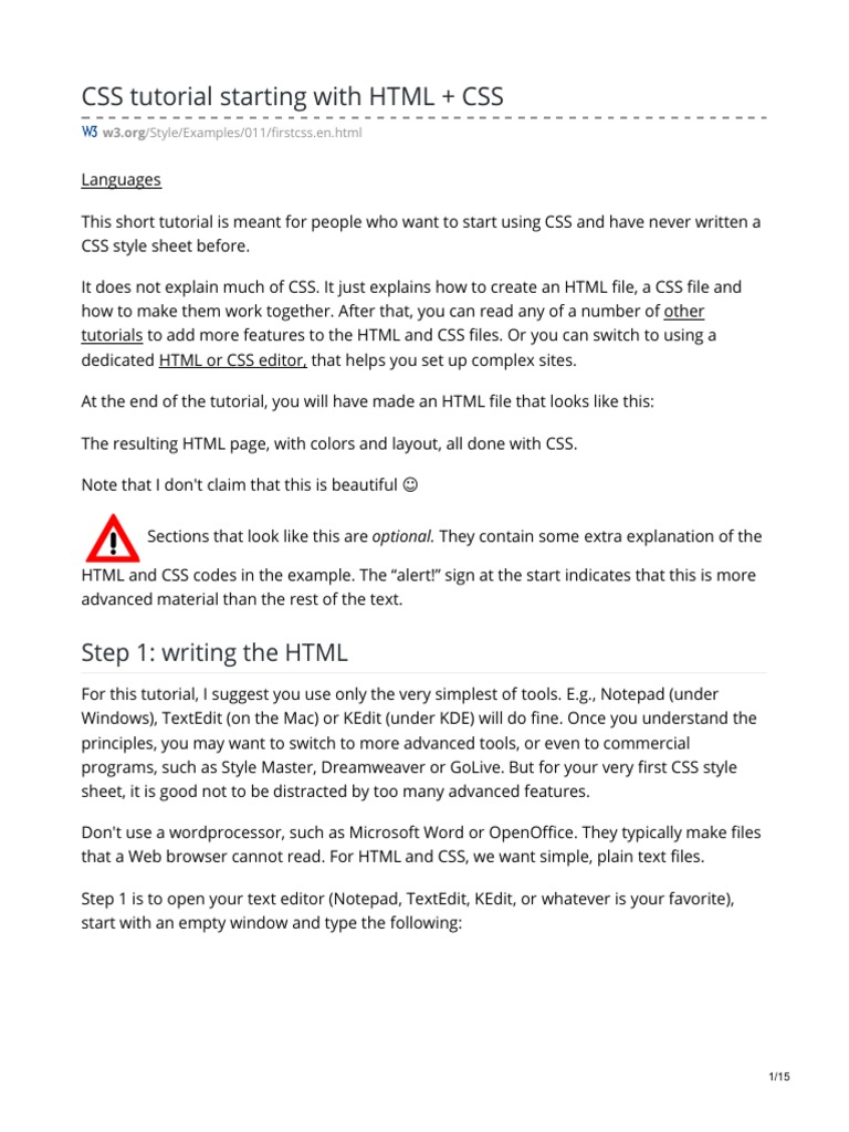 CSS Tutorial Starting With HTML CSS | PDF | Cascading Style Sheets ...