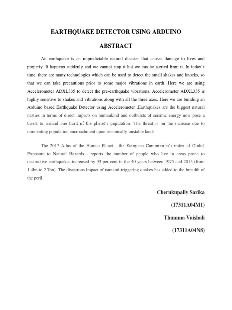 Earthquake Detector Using Arduino | PDF