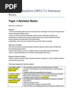 Business Analytics (MIS171) Summary Notes