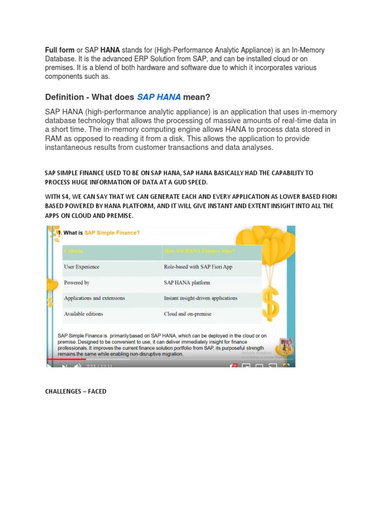 Definition - What Does Mean?: Sap Hana | PDF | Sap Se | Application