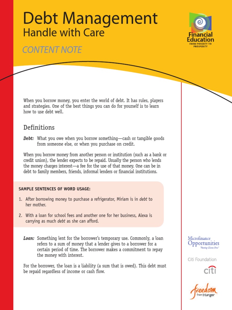 Debt Managemtn Content Note | PDF | Loans | Debt