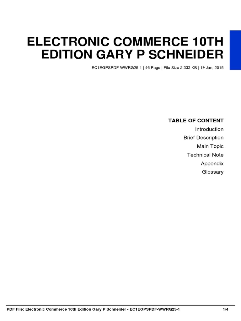 Electronic Commerce 10th Edition PDF | PDF | E Books | E Commerce