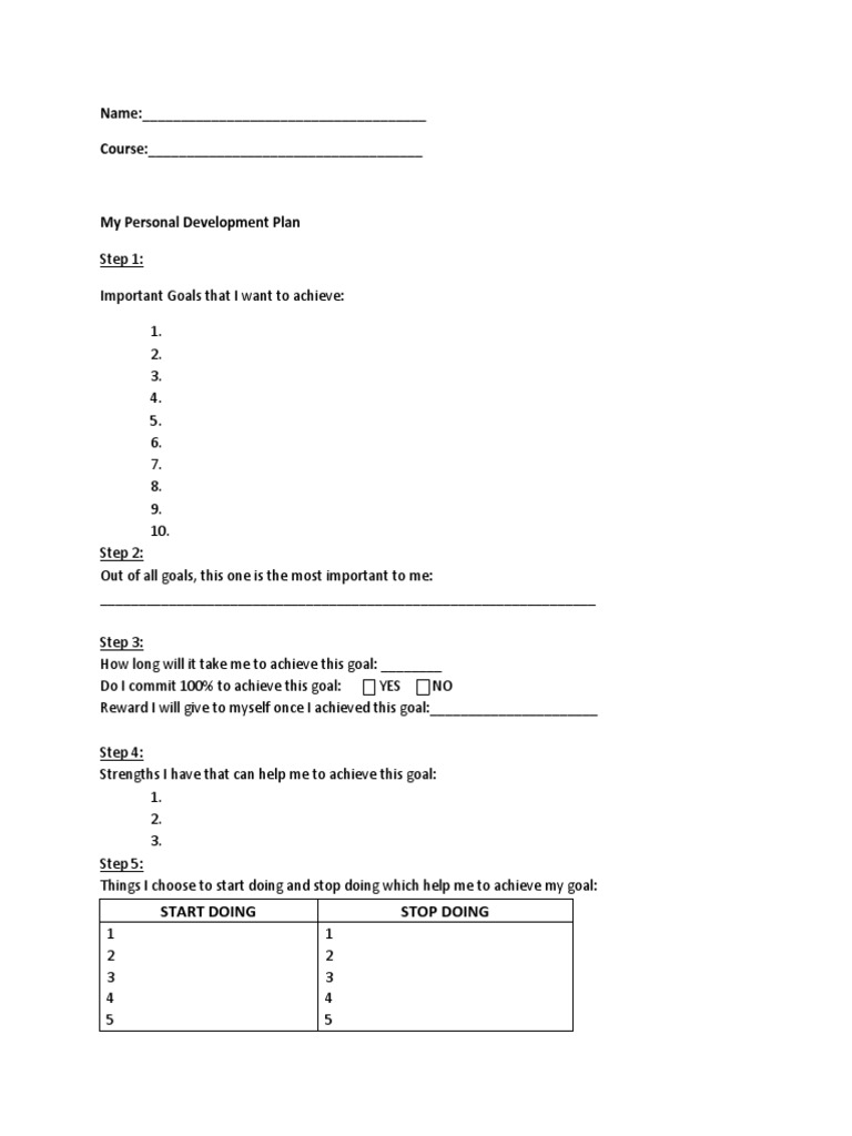 Personal Development Plan | PDF