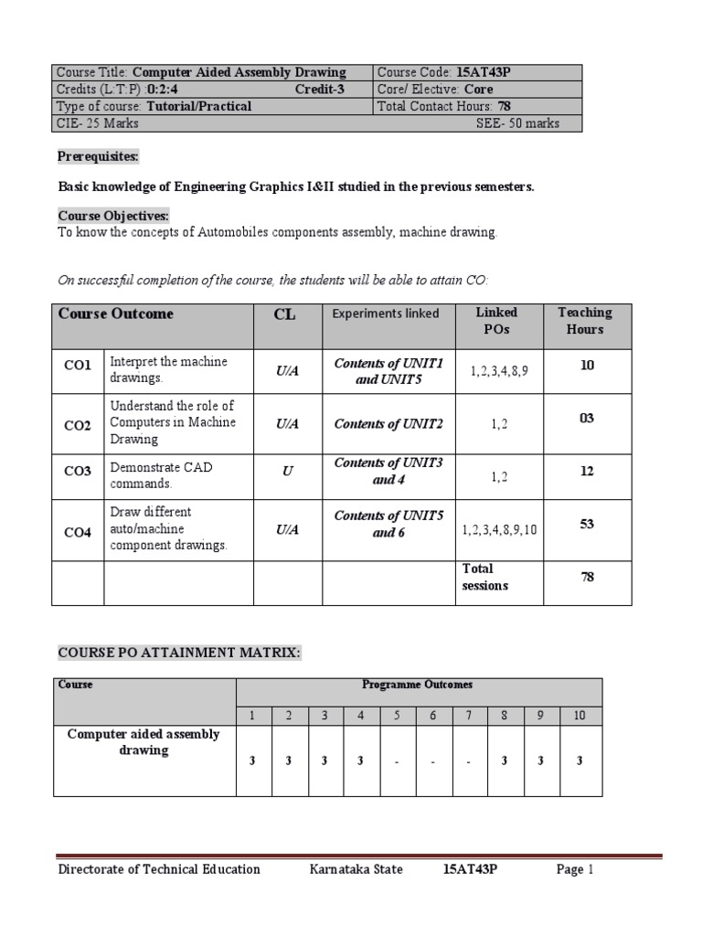 Computer Aided Assembly Drawing Course | PDF | Computer Aided Design ...