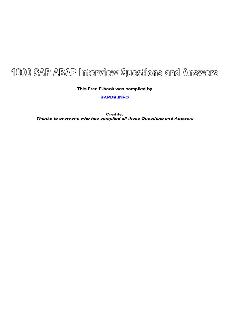 1000 Sap Interview Qa PDF | PDF | Parameter (Computer Programming ...