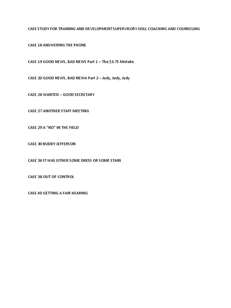 Supervisory Skills Case Study Guide | PDF